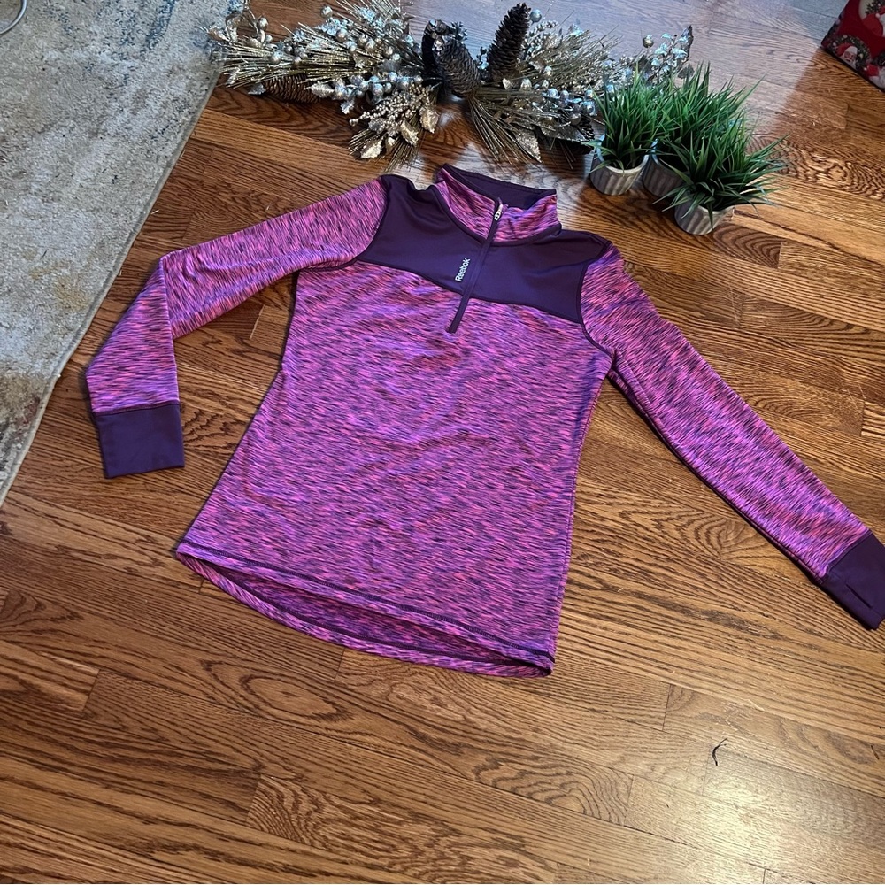 Reebok Pullover Workout Half-Zip Long Sleeve Top … - image 1